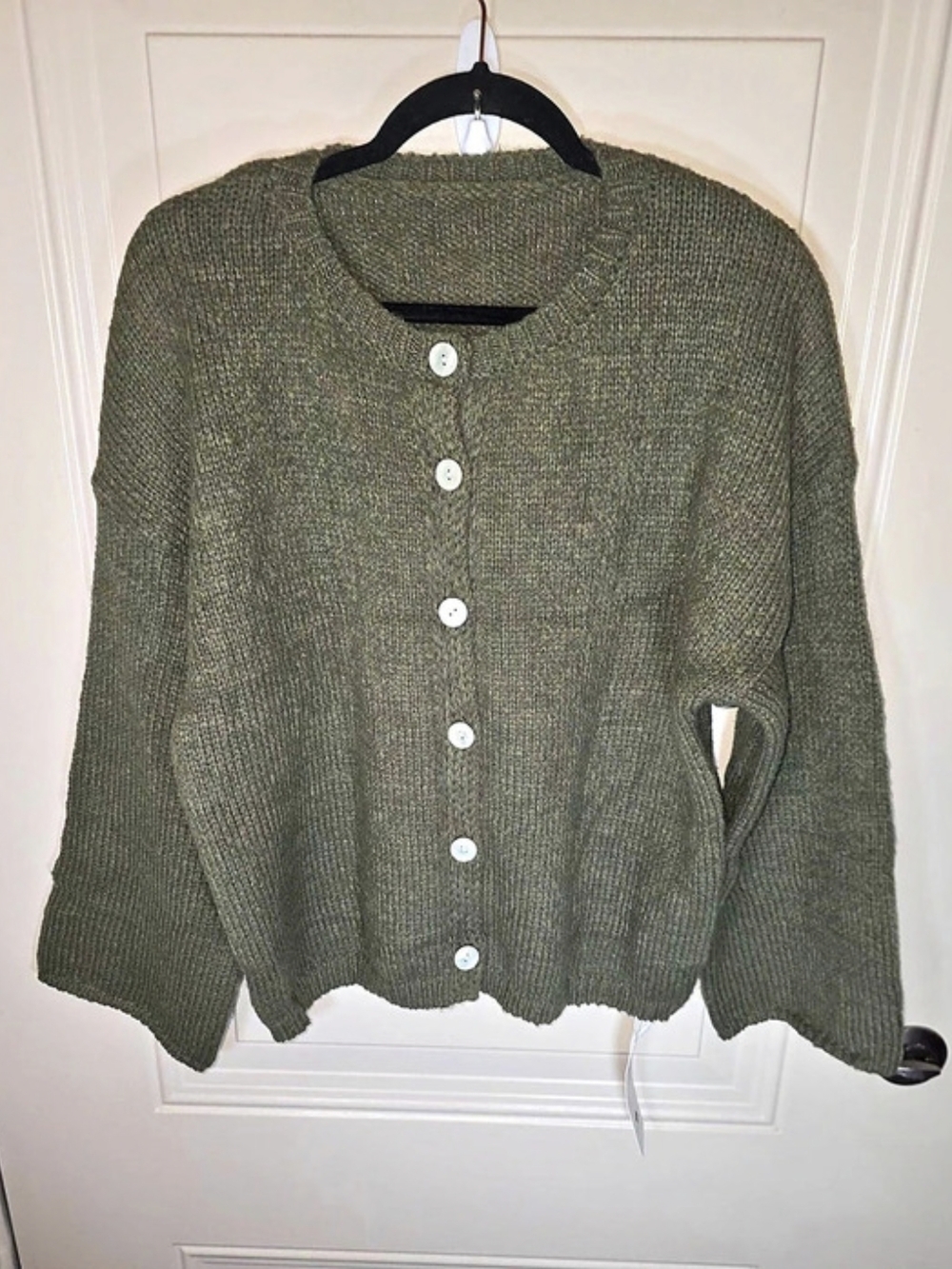 Saodimallsu Army Green Button Down Cardigan Sweater Large Cozycore Classic